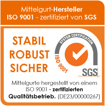 Mittelgurt-Hersteller ist ISO 9001 zertifiziert.